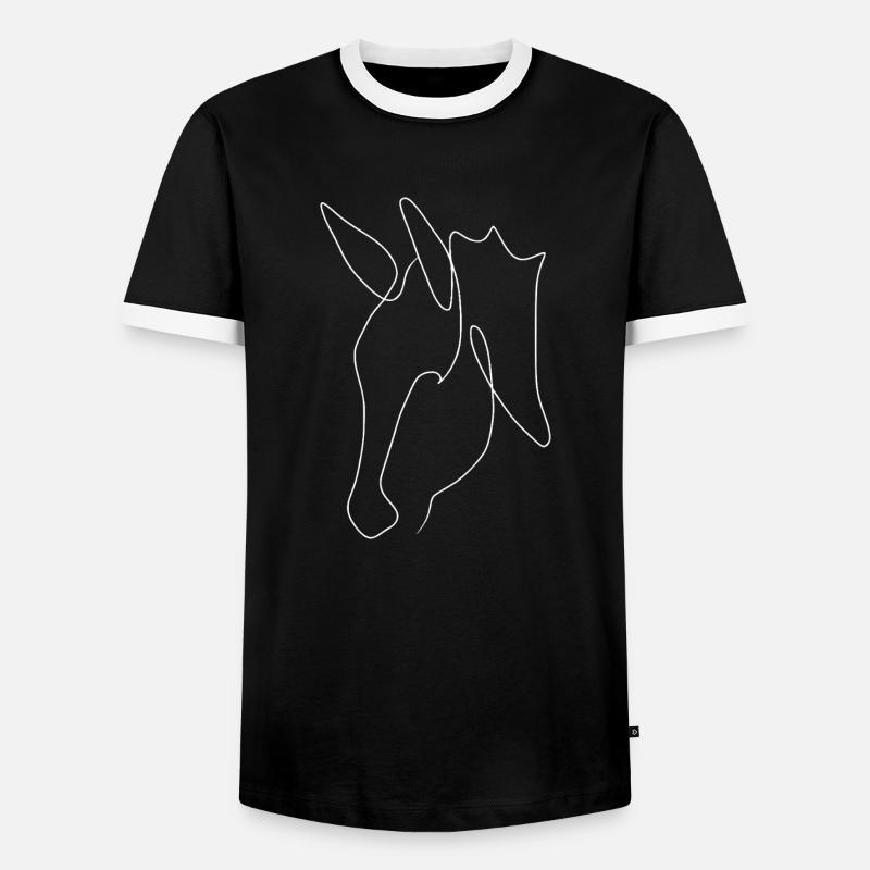 Minimal donkey head white - Men's Ringer Shirt - black/white