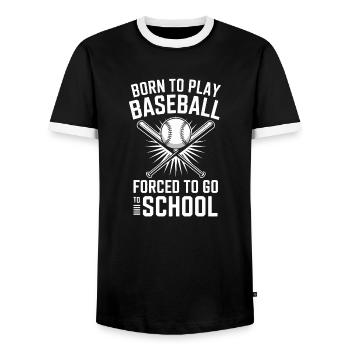 Baseball School Dilemma - Men's Ringer Shirt - black/white - Front - AI Model Female 172 light (172cm) & AI Model Male 178 light (178cm)