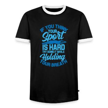 Swimmer's Life: Hold Your Breath - Men's Ringer Shirt - black/white - Front - AI Model Female 172 light (172cm) & AI Model Male 178 light (178cm)