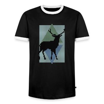 deer - Men's Ringer Shirt - black/white - Front - AI Model Female 172 light (172cm) & AI Model Male 178 light (178cm)