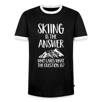 Skiing Is The Answer - Männer Kontrast-T-Shirt - Schwarz/Weiß - Vorne - AI Model Female 172 light (172cm) & AI Model Male 178 light (178cm)