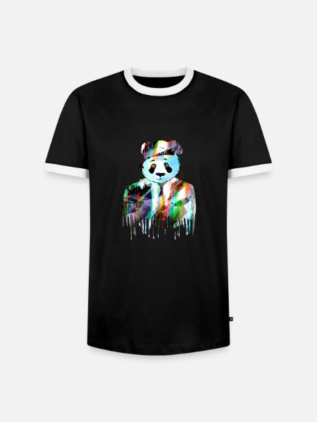 panda,pandabär,bunt,graffiti,malerei,anzug - Männer Kontrast-T-Shirt - Schwarz/Weiß