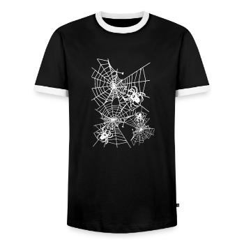 Araignée d’araignée, toile d’araignée, toile blanche, Halloween - T-shirt contrasté Homme - noir/blanc - Devant - AI Model Female 172 light (172cm) & AI Model Male 178 light (178cm)