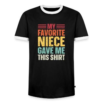 Meine Lieblingsnichte Hat Mir Das Geschenkt - Männer Kontrast-T-Shirt - Schwarz/Weiß - Vorne - AI Model Female 172 light (172cm) & AI Model Male 178 light (178cm)