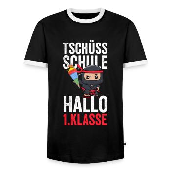 1.Klasse Ninja Schulkind Geschenk - Männer Kontrast-T-Shirt - Schwarz/Weiß - Vorne - AI Model Female 172 light (172cm) & AI Model Male 178 light (178cm)