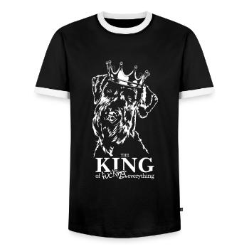 Schnauzer géant roi chien disant chiens chien - T-shirt contrasté Homme - noir/blanc - Devant - AI Model Female 172 light (172cm) & AI Model Male 178 light (178cm)