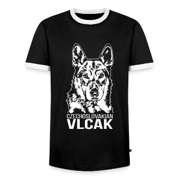 Tchécoslovaque Vlcak Portrait Dogs Wilsigns - T-shirt contrasté Homme - noir/blanc - Devant - AI Model Female 172 light (172cm) & AI Model Male 178 light (178cm)