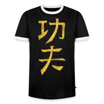 Kungfu in Chinese - Men's Ringer Shirt - black/white - Front - AI Model Female 172 light (172cm) & AI Model Male 178 light (178cm)