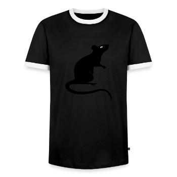 rat rats duo ratty mouse mice animal Rattus - Men's Ringer Shirt - black/white - Front - AI Model Female 172 light (172cm) & AI Model Male 178 light (178cm)