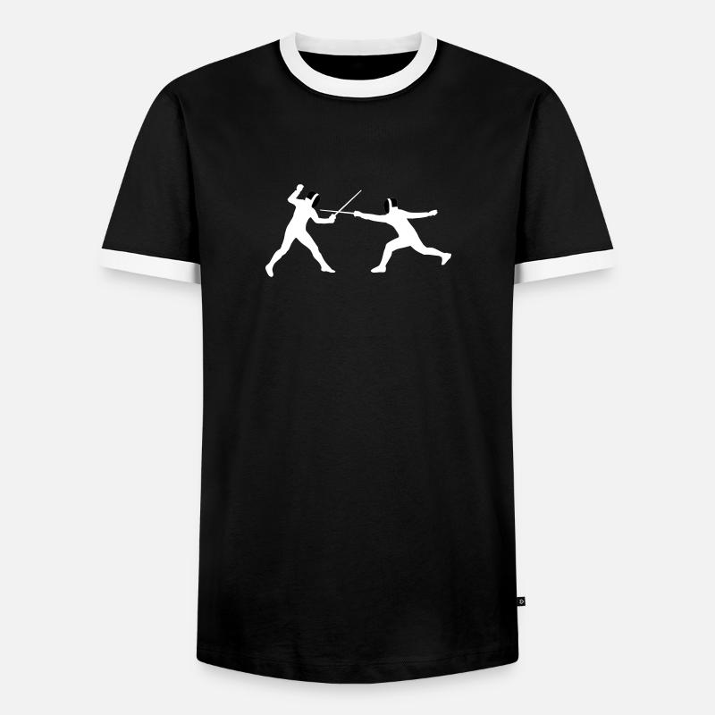 fechter_2c - Men's Ringer Shirt - black/white