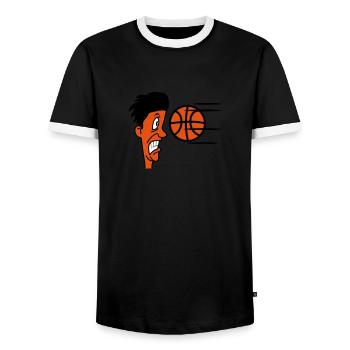 Basketball sport witzig cool - Männer Kontrast-T-Shirt - Schwarz/Weiß - Vorne - AI Model Female 172 light (172cm) & AI Model Male 178 light (178cm)