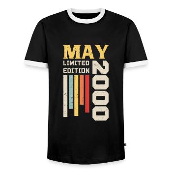 Mai 2000 - Geburtstagsgeschenk geboren im Mai 2000 Mai - Männer Kontrast-T-Shirt - Schwarz/Weiß - Vorne - AI Model Female 172 light (172cm) & AI Model Male 178 light (178cm)