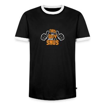 Snus smoke-free non-smoking nicotine anti-smoker - Men's Ringer Shirt - black/white - Front - AI Model Female 172 light (172cm) & AI Model Male 178 light (178cm)