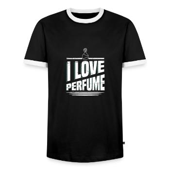 Parfüm Fragrance Perfüm Perfume Parfum Duft - Männer Kontrast-T-Shirt - Schwarz/Weiß - Vorne - AI Model Female 172 light (172cm) & AI Model Male 178 light (178cm)