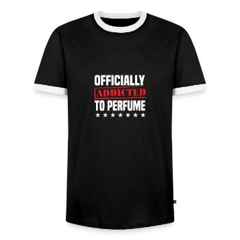 Parfüm Fragrance Perfüm Perfume Parfum Duft - Männer Kontrast-T-Shirt - Schwarz/Weiß - Vorne - AI Model Female 172 light (172cm) & AI Model Male 178 light (178cm)