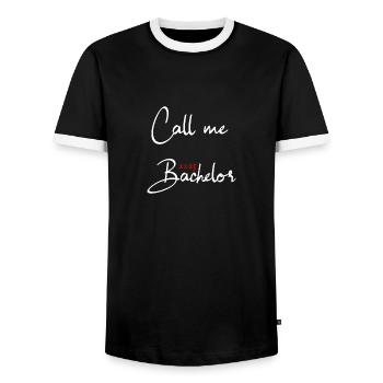 Bachelor 2025 Abschluss Promotion Sponsion - Männer Kontrast-T-Shirt - Schwarz/Weiß - Vorne - AI Model Female 172 light (172cm) & AI Model Male 178 light (178cm)