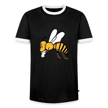 Biene fliegen - Männer Kontrast-T-Shirt - Schwarz/Weiß - Vorne - AI Model Female 172 light (172cm) & AI Model Male 178 light (178cm)