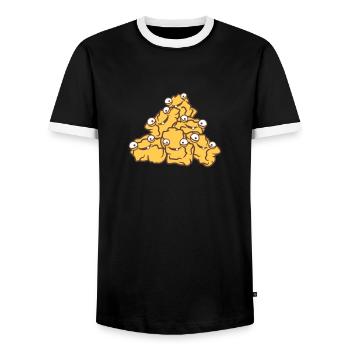 beaucoup d'amis équipe d'équipe visages dessin ani - T-shirt contrasté Homme - noir/blanc - Devant - AI Model Female 172 light (172cm) & AI Model Male 178 light (178cm)