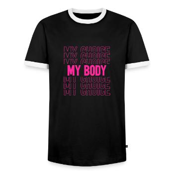 Mon corps, ma décision - T-shirt contrasté Homme - noir/blanc - Devant - AI Model Female 172 light (172cm) & AI Model Male 178 light (178cm)
