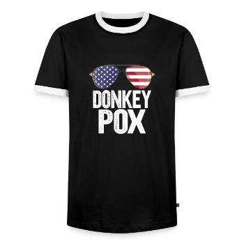Donkey Pox - Men's Ringer Shirt - black/white - Front - AI Model Female 172 light (172cm) & AI Model Male 178 light (178cm)