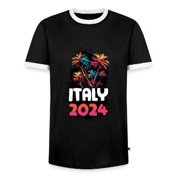 Italy 2024 Holiday Trip Colorful - Men's Ringer Shirt - black/white - Front - AI Model Female 172 light (172cm) & AI Model Male 178 light (178cm)