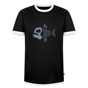 pyranha_2c_ - T-shirt contrasté Homme - noir/blanc - Devant - AI Model Female 172 light (172cm) & AI Model Male 178 light (178cm)