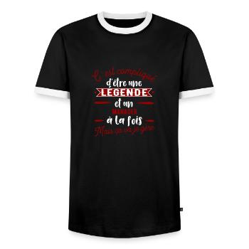Manager une légende cadeau - T-shirt contrasté Homme - noir/blanc - Devant - AI Model Female 172 light (172cm) & AI Model Male 178 light (178cm)