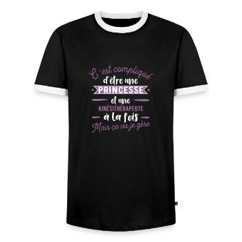 Princesse Kinésithérapeute cadeau métier - T-shirt contrasté Homme - noir/blanc - Devant - AI Model Female 172 light (172cm) & AI Model Male 178 light (178cm)
