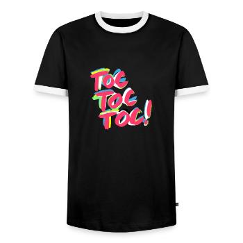 Knock Knock knock ! - Men's Ringer Shirt - black/white - Front - AI Model Female 172 light (172cm) & AI Model Male 178 light (178cm)