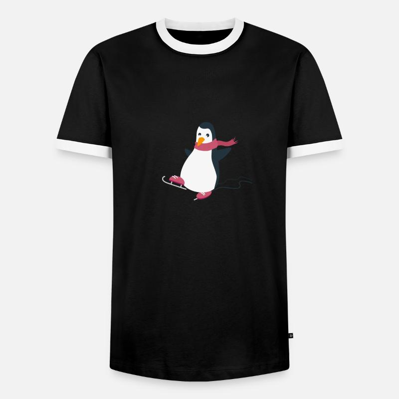 Pinguin - Männer Kontrast-T-Shirt - Schwarz/Weiß