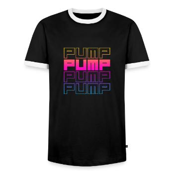 PUMP x4 - Men's Ringer Shirt - black/white - Front - AI Model Female 172 light (172cm) & AI Model Male 178 light (178cm)