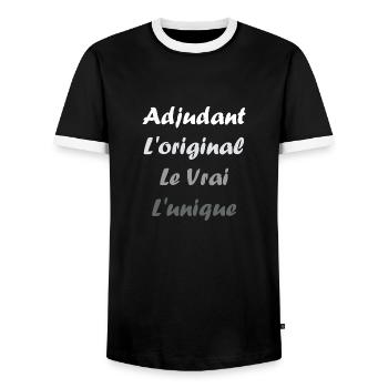 adjudant - T-shirt contrasté Homme - noir/blanc - Devant - AI Model Female 172 light (172cm) & AI Model Male 178 light (178cm)