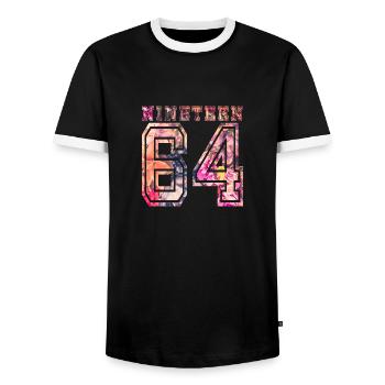 NINETEEN 1964 B - Männer Kontrast-T-Shirt - Schwarz/Weiß - Vorne - AI Model Female 172 light (172cm) & AI Model Male 178 light (178cm)