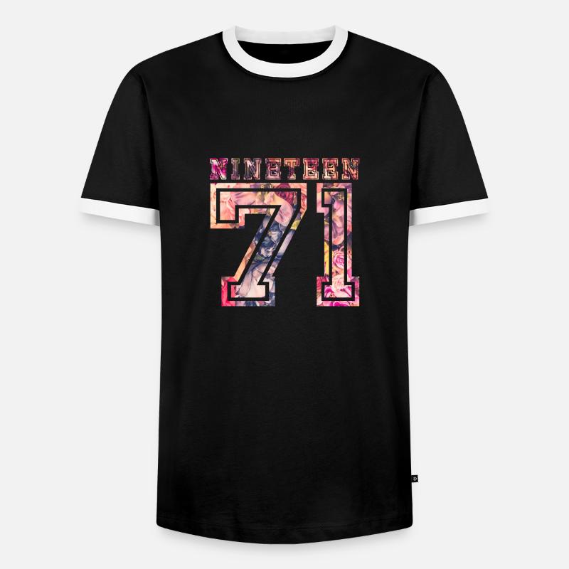 NINETEEN 1971 B - Männer Kontrast-T-Shirt - Schwarz/Weiß