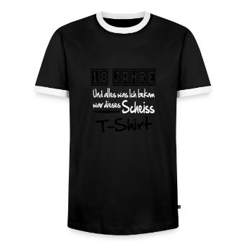 geburtstag18 - Men's Ringer Shirt - black/white - Front - AI Model Female 172 light (172cm) & AI Model Male 178 light (178cm)