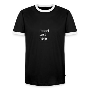 Fügen Sie hier Text ein - Männer Kontrast-T-Shirt - Schwarz/Weiß - Vorne - AI Model Female 172 light (172cm) & AI Model Male 178 light (178cm)