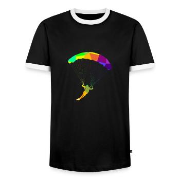 Ski Paragliding Regenbogen Farben Polygon Sport - Männer Kontrast-T-Shirt - Schwarz/Weiß - Vorne - AI Model Female 172 light (172cm) & AI Model Male 178 light (178cm)