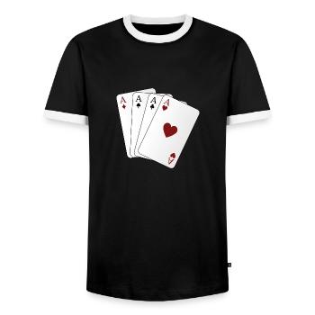As des cartes à jouer - T-shirt contrasté Homme - noir/blanc - Devant - AI Model Female 172 light (172cm) & AI Model Male 178 light (178cm)