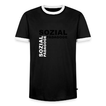 Sozialpädagoge - V2 - Männer Kontrast-T-Shirt - Schwarz/Weiß - Vorne - AI Model Female 172 light (172cm) & AI Model Male 178 light (178cm)