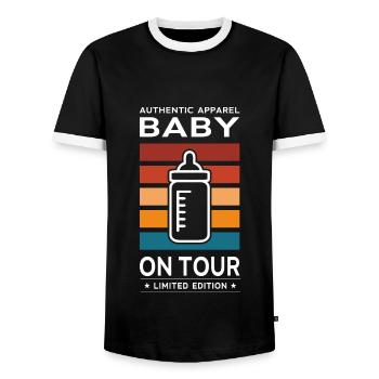 Baby on Tour - Männer Kontrast-T-Shirt - Schwarz/Weiß - Vorne - AI Model Female 172 light (172cm) & AI Model Male 178 light (178cm)