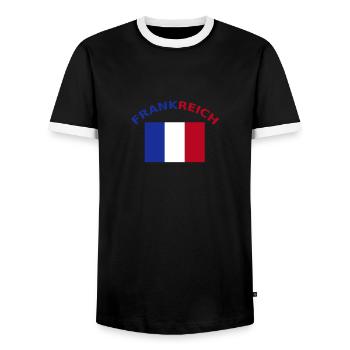 France, France, drapeau, drapeau - T-shirt contrasté Homme - noir/blanc - Devant - AI Model Female 172 light (172cm) & AI Model Male 178 light (178cm)