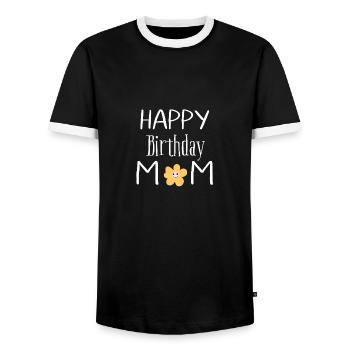 Happy birthday mom - Men's Ringer Shirt - black/white - Front - AI Model Female 172 light (172cm) & AI Model Male 178 light (178cm)