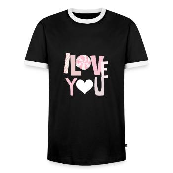 I love you - Männer Kontrast-T-Shirt - Schwarz/Weiß - Vorne - AI Model Female 172 light (172cm) & AI Model Male 178 light (178cm)