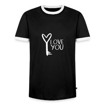 I love you - Men's Ringer Shirt - black/white - Front - AI Model Female 172 light (172cm) & AI Model Male 178 light (178cm)