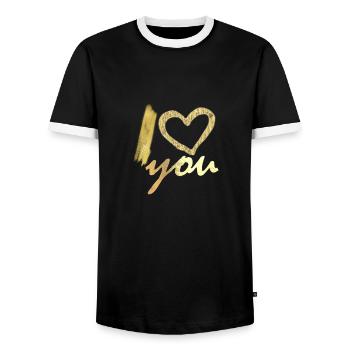 I love you - Men's Ringer Shirt - black/white - Front - AI Model Female 172 light (172cm) & AI Model Male 178 light (178cm)