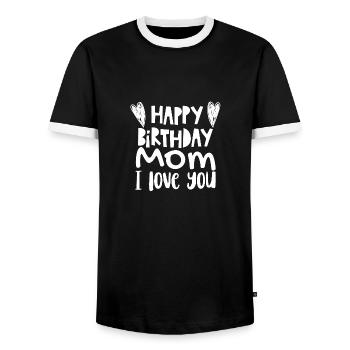 Joyeux anniversaire maman - T-shirt contrasté Homme - noir/blanc - Devant - AI Model Female 172 light (172cm) & AI Model Male 178 light (178cm)