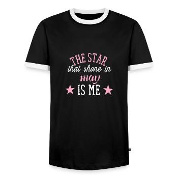 Queens are born in may - Men's Ringer Shirt - black/white - Front - AI Model Female 172 light (172cm) & AI Model Male 178 light (178cm)
