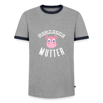 Werdende Mutter - Männer Kontrast-T-Shirt - Grau/Navy  - Vorne - AI Model Female 172 light (172cm) & AI Model Male 178 light (178cm)