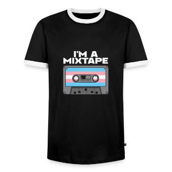 LBGT Flag Gay Pride Human I’m a Mixtape - T-shirt contrasté Homme - noir/blanc - Devant - AI Model Female 172 light (172cm) & AI Model Male 178 light (178cm)