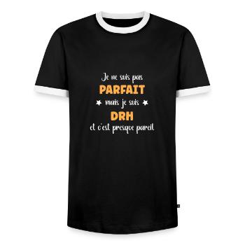 Je ne suis pas parfait mais drh - T-shirt contrasté Homme - noir/blanc - Devant - AI Model Female 172 light (172cm) & AI Model Male 178 light (178cm)